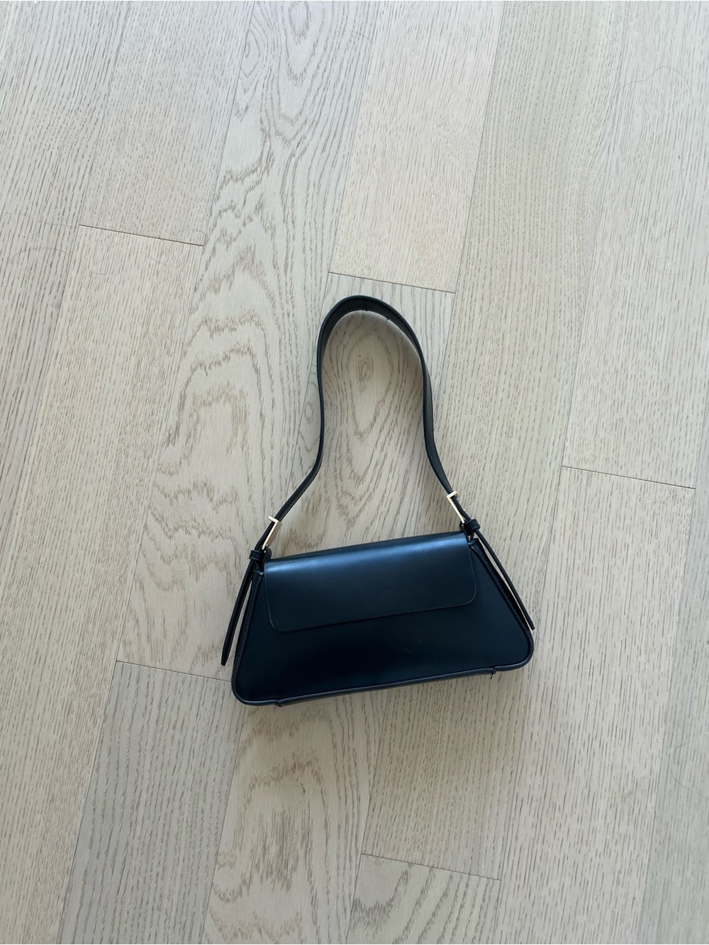Zara Black Shoulder Bag with Gold Hardware